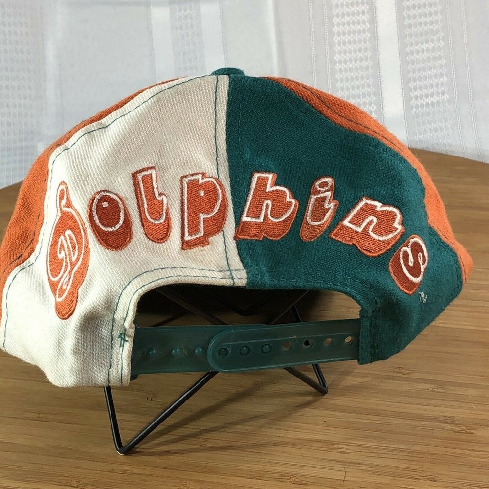 Vintage Apex One '90's Miami Dolphins spilt Color Block snapback hat Ballcap - Picture 8 of 10